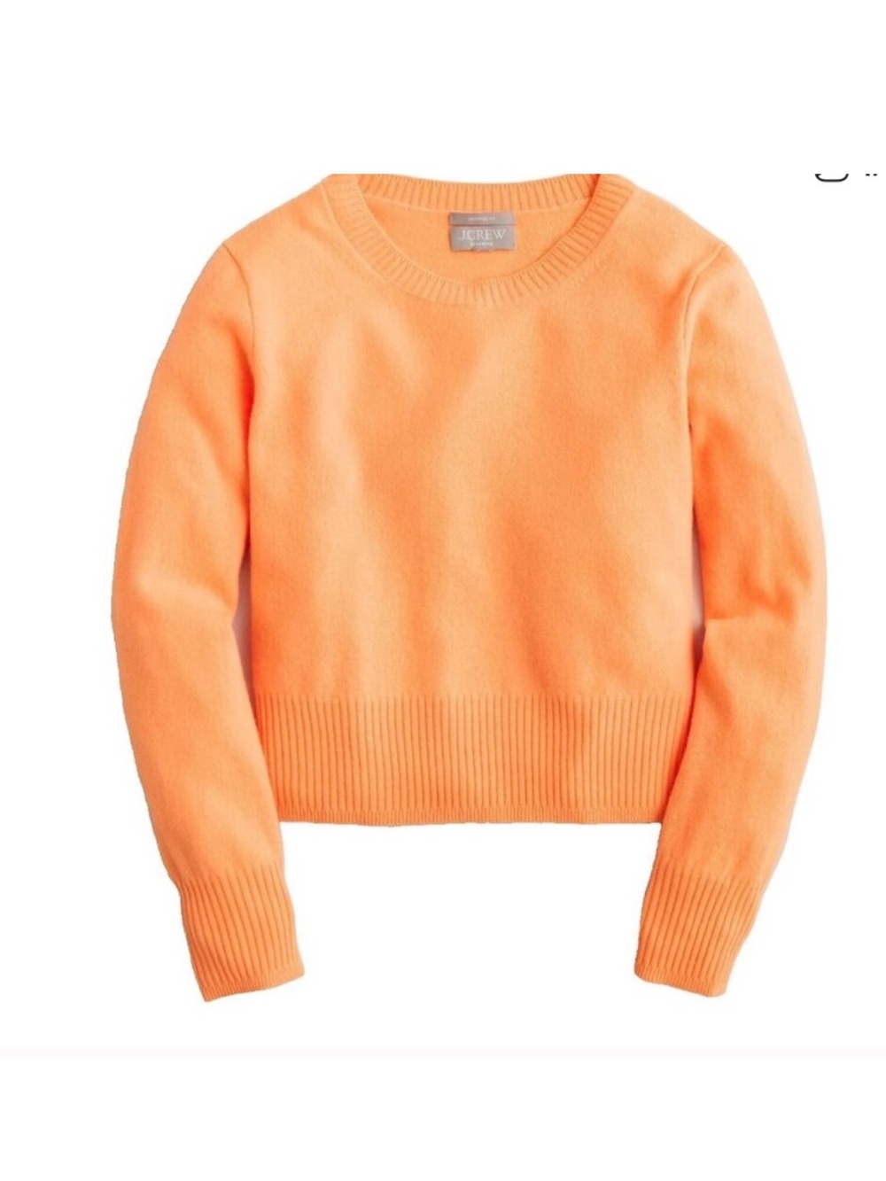 J. Crew Creamsicle orange 100% cashmere Cropped Crewneck sweater M